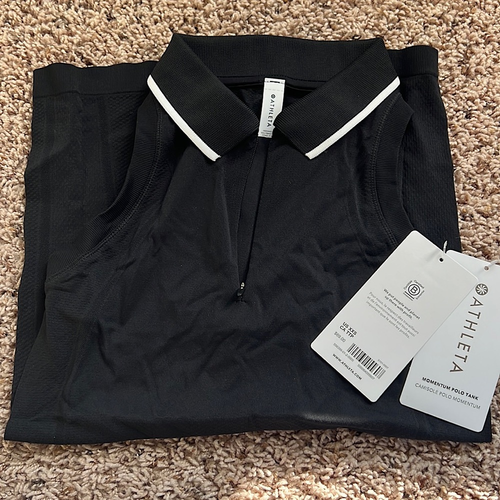 Athleta monument polo tank. Black. XXS. NWT